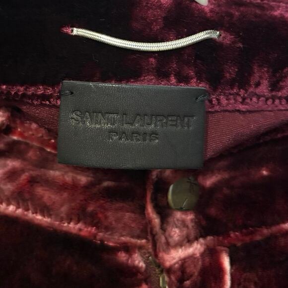 Saint Laurent Men’s Paris Runway Burgundy Velvet Trousers Size 29 - Picture 2 of 8